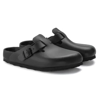 Birkenstock Boston Suede-trimmed Leather Clogs In Black