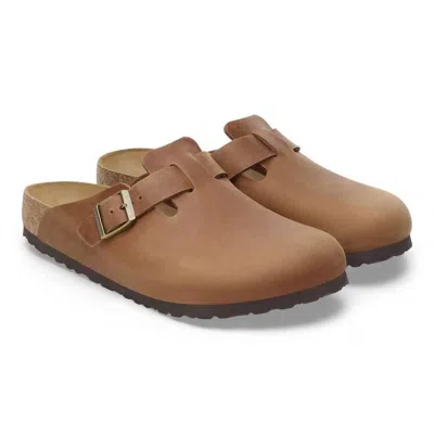 BIRKENSTOCK WOMEN'S BOSTON OILED LEATHER CLOGS IN COGNAC
