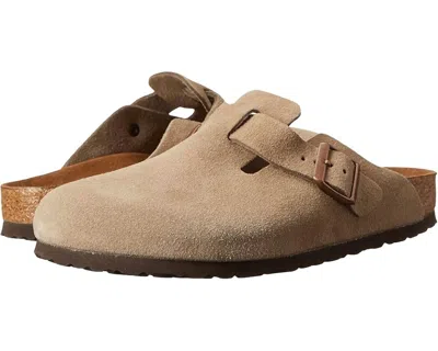 Birkenstock Boston Latte Cream Suede Leather Clogs In Neutrals