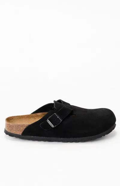 Birkenstock Boston Soft Footbed Suede Sandal In Black
