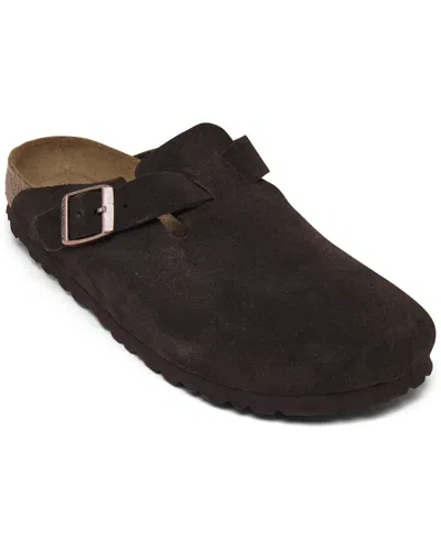 Birkenstock Women's Boston Soft Footbed Suede Leather Clogs From Finish Line In Mocha