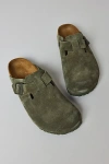 Birkenstock Women's Boston Suede Clog In Thyme, Women's At Urban Outfitters In Green