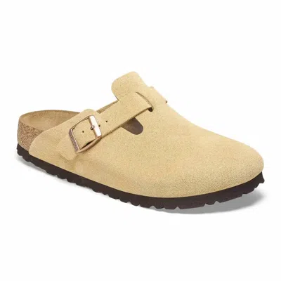 Birkenstock Women Boston Suede Leather Clog In Cream In White