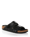 Birkenstock Uji Mixed Leather Dual-grip Slide Sandals In Black