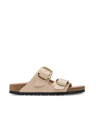 Birkenstock Women's Double-buckle Cork Footbed Slide Sandals In Shine New Beige