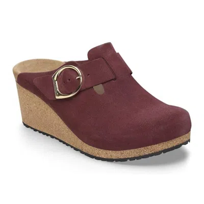 Birkenstock Women's Fanny Ring Buckle Suede Leather Clog - Medium/narrow In Berry Crush In Multi