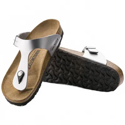 Birkenstock Gizeh Silver Birko-flor Sandals In Sle