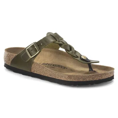 Birkenstock Women's Gizeh Braided Oiled Leather Sandals In Olive Green