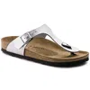 Birkenstock Gizeh Metallic Leather Sandals In Silver