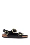 Birkenstock Milano Big Buckle I Lacquered Leather Sandal Color Bla In Black