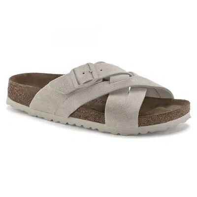 Pre-owned Birkenstock Women's Lugano Soft Footbed Antique White Suede (narrow Width) - 102