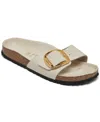 Birkenstock Women's Madrid Big Buckle High Shine Natural Leather Patent Sandals From Finish Line In Nude