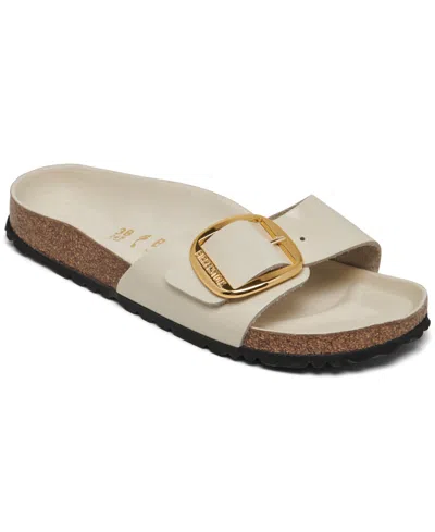 Birkenstock Women's Madrid Big Buckle High Shine Natural Leather Patent Sandals From Finish Line In Nude