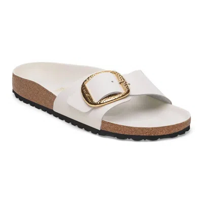 Birkenstock Women's Madrid Hammered Big Buckle Narrow Sandal In High Shine Antique White In Multi