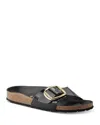Birkenstock Madrid Big Buckle Slides In High Shine Black