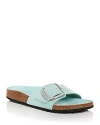 Birkenstock Women's Madrid High Shine Big Buckle Sandals In Surf Green Leather/gold