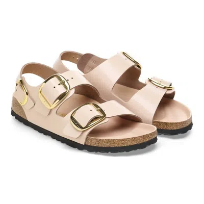 Birkenstock Women's Milano Big Buckle Narrow Sandal In High Shine New Beige In Multi