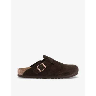 Birkenstock Boston Sfb Cork-footbed Suede Clogs In Black