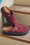 Birkenstock Women's Papillio Boston Chunky Suede Clog In Zinfandel Suede, Women's At Urban Outfitters In Burgundy