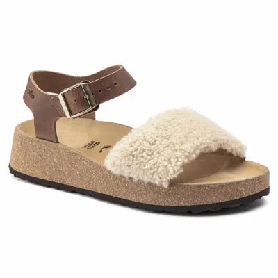 Birkenstock Women's Papillio Glenda Natural Leather / Shearling Sandal In Cream