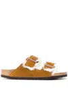 Birkenstock Arizona Shearling And Suede Sandals Shoes In Brown