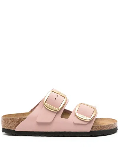 Birkenstock Round Toe Suede Sandals With Lateral Buckles In Pink