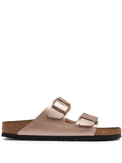 Birkenstock Logo Flat Slippers In Beige