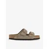 Birkenstock 'arizona' Beige Slip-on Sandals With Engraved Logo In Suede And Cork Woman In Taupe Sfb