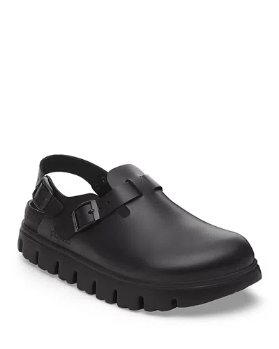 Birkenstock Tokio Exquisite Flatform Leather Clogs In Black