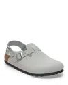 Birkenstock 'tokio' Light Blue Mules With Buckles On The Front And Back In Gray