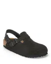 Birkenstock Buckle Cork Open Suede Mules In Black