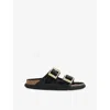 Birkenstock Arizona Droplet Buckle High Shine Black Slides In Black