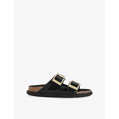 BIRKENSTOCK WOMENS BLACK ARIZONA BIG-BUCKLE PATENT-LEATHER CLOGS EUR 39 / 6 UK