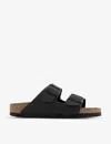 Birkenstock Double-strap Flat Sole Sandals With Open Toe In Black Birko Flor