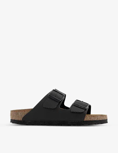 BIRKENSTOCK WOMENS BLACK BIRKO FLOR ARIZONA TWO-STRAP FAUX-LEATHER SANDALS EUR 37 / 4 UK,66594063