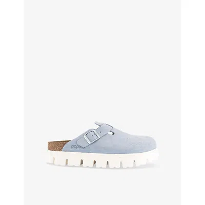 Birkenstock Womens Baby Blue Boston Chunky Suede Clogs Eur 41 / 8 Uk