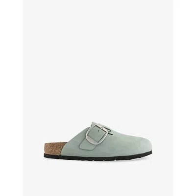 Birkenstock Boston Big Buckle Pure Sage Nubuck Leather Clogs In Green Fabric