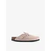 Birkenstock Womens Light Rose Boston Logo-embossed Suede Clogs In Light Rose