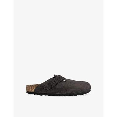 Birkenstock Womens  Boston Regular-fit Suede Clogs In Gray