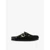 Birkenstock Womens Black Rivets Boston Stud-embellished Suede Clogs Eur 38/5 Uk In Black Rivets