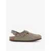 Birkenstock Womens Taupe Suede Tokio Logo-embossed Suede Slingback Clogs In Taupe Suede