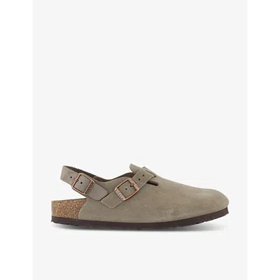BIRKENSTOCK WOMENS TAUPE SUEDE TOKIO LOGO-EMBOSSED SUEDE SLINGBACK CLOGS EUR 41 / 8 UK