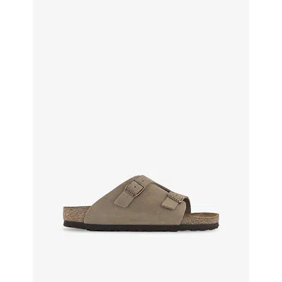 Birkenstock Womens Taupe Suede Zurich Double-buckle Suede Sandals In Grey
