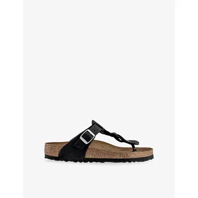 Birkenstock Gizeh Flower 1026693 Sandals Women Black Leather Thong Gal1567