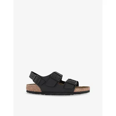 Birkenstock Milano Buckle-detail Leather Sandals In Black
