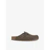 Birkenstock 'boston' Green Mules With Front Buckle In Brown
