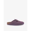 Birkenstock Boston Suede Buckle Mules In Purple