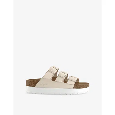 Birkenstock Womens Eggshell Florida Iii Flex Platform Faux-leather Sandals Eur 38/5 Uk