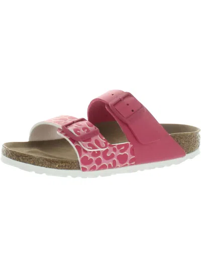 Birkenstock Womens Faux Leather Slide Sandals In Pink