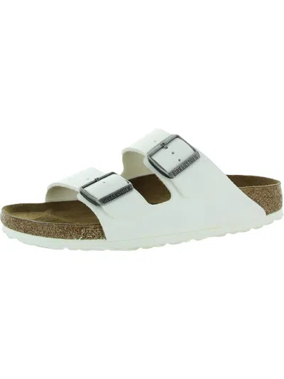 Birkenstock Womens Leather Slip On Footbed Sandals In White